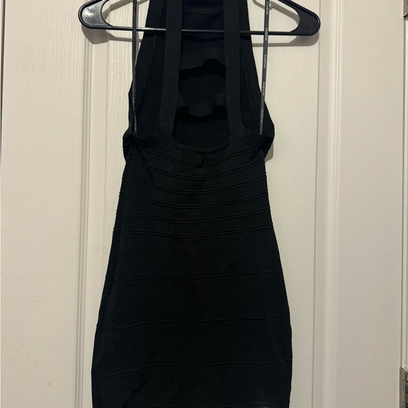 Bodycon Bebe Black Dress High Neck - Picture 2 of 3